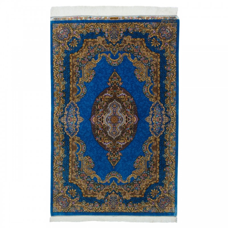 فرش دستباف طرح لچک ترنج تمام ابریشم قم 141 × 214 کد 10300406