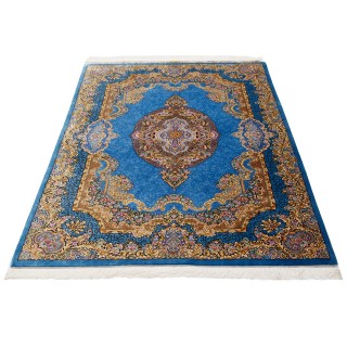 فرش دستباف طرح لچک ترنج تمام ابریشم قم 141 × 214 کد 10300406