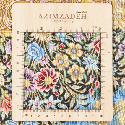 فرش دستباف طرح لچک ترنج تمام ابریشم قم 141 × 214 کد 10300406