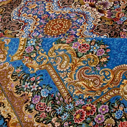 فرش دستباف طرح لچک ترنج تمام ابریشم قم 141 × 214 کد 10300406