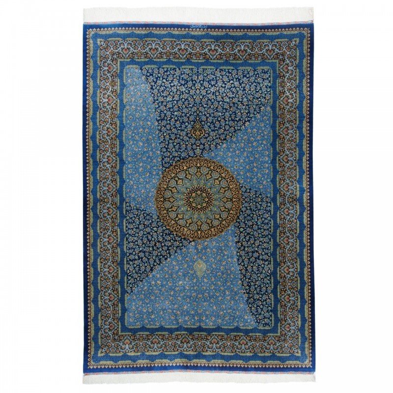 فرش دستباف طرح لچک ترنج تمام ابریشم قم 132 × 196 کد 10200408