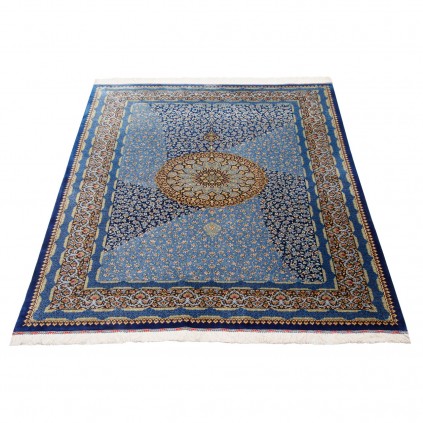 فرش دستباف طرح لچک ترنج تمام ابریشم قم 132 × 196 کد 10200408