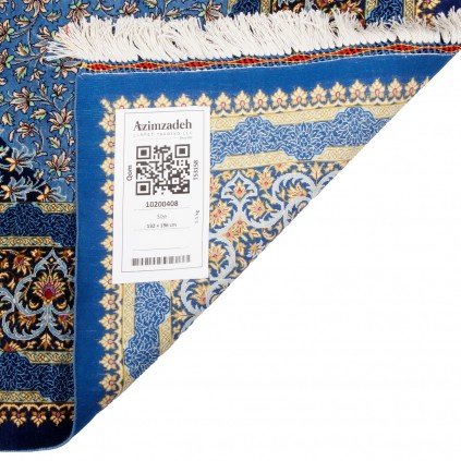 فرش دستباف طرح لچک ترنج تمام ابریشم قم 132 × 196 کد 10200408