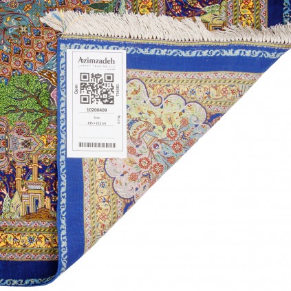 فرش دستباف طرح لچک ترنج تمام ابریشم قم 135 × 212 کد 10200409