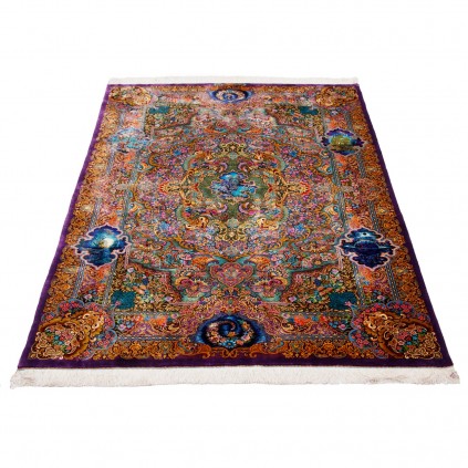 فرش دستباف طرح لچک ترنج تمام ابریشم قم 137 × 210 کد 10200410