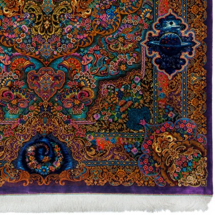 فرش دستباف طرح لچک ترنج تمام ابریشم قم 137 × 210 کد 10200410