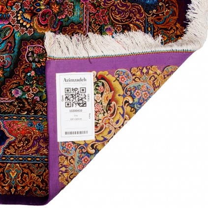 فرش دستباف طرح لچک ترنج تمام ابریشم قم 137 × 210 کد 10200410