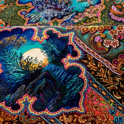 فرش دستباف طرح لچک ترنج تمام ابریشم قم 137 × 210 کد 10200410