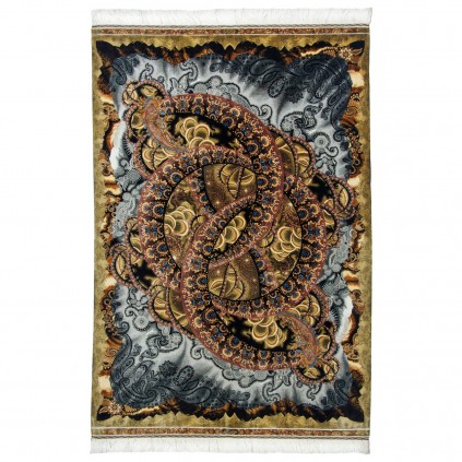 فرش دستباف طرح ترنج دار تمام ابریشم قم 145 × 210 کد 10300411