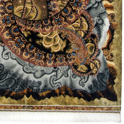 فرش دستباف طرح ترنج دار تمام ابریشم قم 145 × 210 کد 10300411