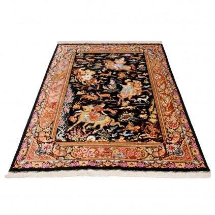 فرش دستباف طرح سراسر تمام ابریشم قم 137 × 206 کد 10200413