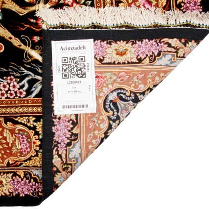 فرش دستباف طرح سراسر تمام ابریشم قم 137 × 206 کد 10200413
