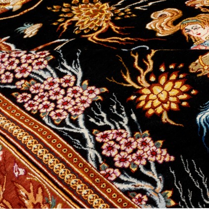 فرش دستباف طرح سراسر تمام ابریشم قم 137 × 206 کد 10200413