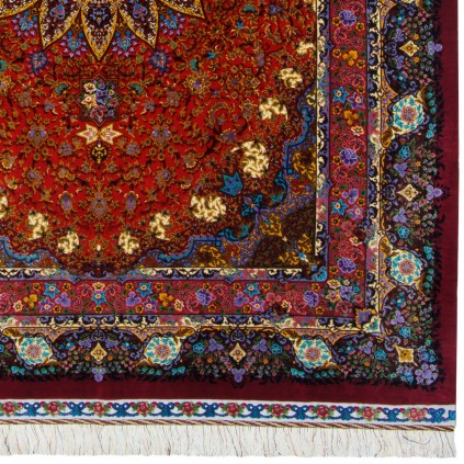 فرش دستباف طرح لچک ترنج تمام ابریشم قم 150 × 215 کد 10300414