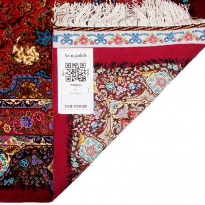 فرش دستباف طرح لچک ترنج تمام ابریشم قم 150 × 215 کد 10300414