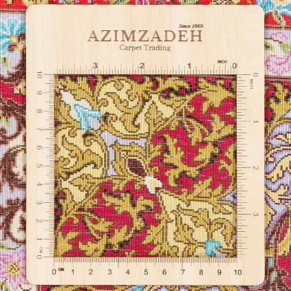 فرش دستباف طرح لچک ترنج تمام ابریشم قم 150 × 215 کد 10300414