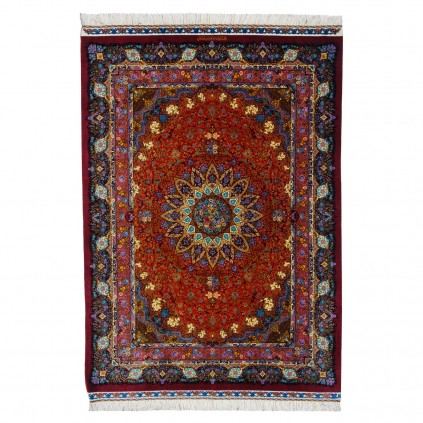 فرش دستباف طرح لچک ترنج تمام ابریشم قم 150 × 215 کد 10300415