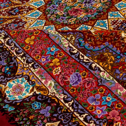 فرش دستباف طرح لچک ترنج تمام ابریشم قم 150 × 215 کد 10300415