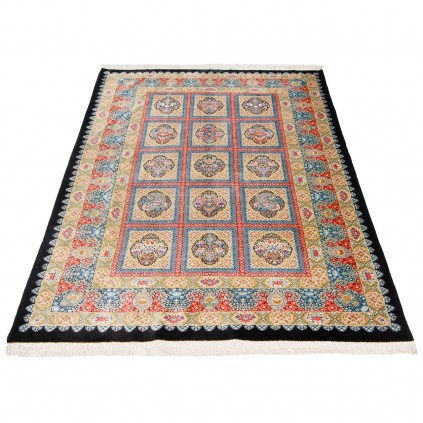 فرش دستباف طرح خشتی تمام ابریشم قم 131 × 205 کد 10200416