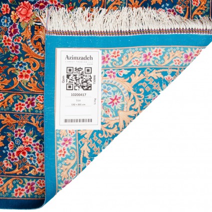 فرش دستباف طرح لچک ترنج تمام ابریشم قم 132 × 201 کد 10200417