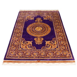 فرش دستباف طرح لچک ترنج تمام ابریشم قم 132 × 218 کد 10200418