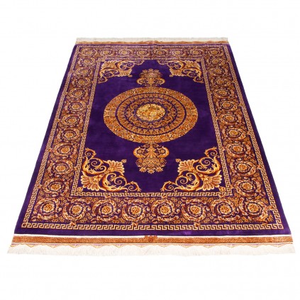 فرش دستباف طرح لچک ترنج تمام ابریشم قم 132 × 218 کد 10200418