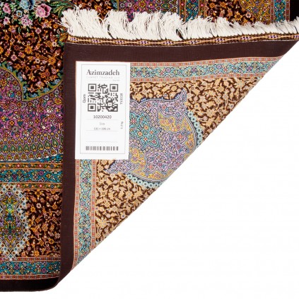 فرش دستباف طرح لچک ترنج تمام ابریشم قم 131 × 196 کد 10200420