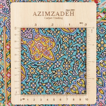 فرش دستباف طرح لچک ترنج تمام ابریشم قم 131 × 196 کد 10200420