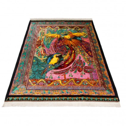 فرش دستباف طرح سراسر تمام ابریشم قم 134 × 202 کد 10200421