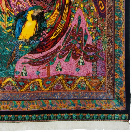 فرش دستباف طرح سراسر تمام ابریشم قم 134 × 202 کد 10200421