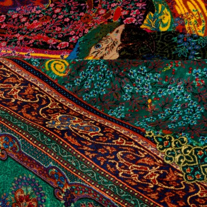 فرش دستباف طرح سراسر تمام ابریشم قم 134 × 202 کد 10200421