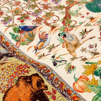 فرش دستباف طرح درختی تمام ابریشم قم 150 × 240 کد 10300423