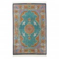 Handwoven Carpet, Corner Medallion Layout, All Silk, Qom, 129 × 198 cm Ref 10200424