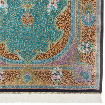 فرش دستباف طرح لچک ترنج تمام ابریشم قم 129 × 198 کد 10200424