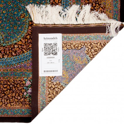 فرش دستباف طرح لچک ترنج تمام ابریشم قم 129 × 198 کد 10200424