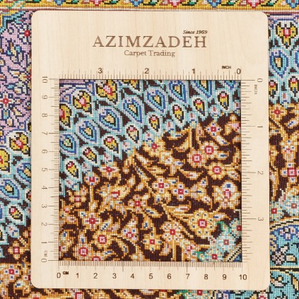 فرش دستباف طرح لچک ترنج تمام ابریشم قم 129 × 198 کد 10200424