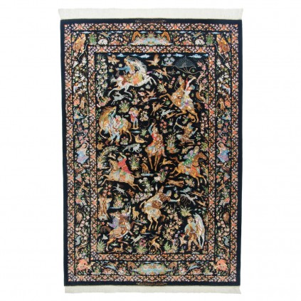 فرش دستباف طرح سراسر تمام ابریشم قم 144 × 208 کد 10300425