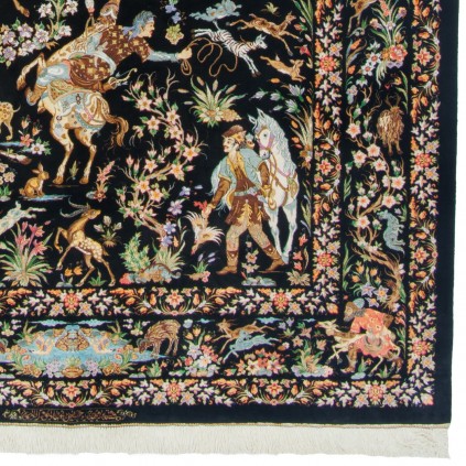 فرش دستباف طرح سراسر تمام ابریشم قم 144 × 208 کد 10300425