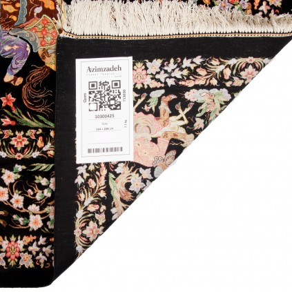 فرش دستباف طرح سراسر تمام ابریشم قم 144 × 208 کد 10300425