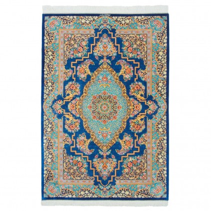 فرش دستباف طرح لچک ترنج تمام ابریشم قم 138 × 202 کد 10200426