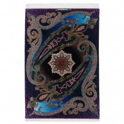 فرش دستباف طرح ترنج دار تمام ابریشم قم 133 × 199 کد 10200427