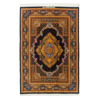 فرش دستباف طرح لچک ترنج تمام ابریشم قم 137 × 201 کد 10200428