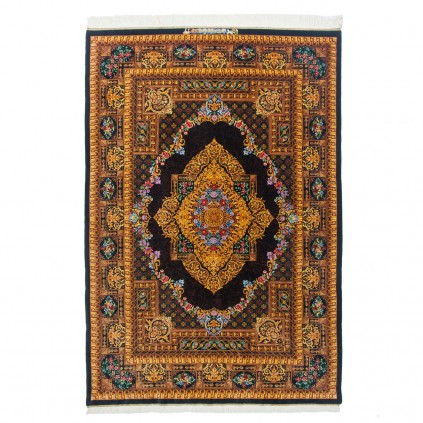 فرش دستباف طرح لچک ترنج تمام ابریشم قم 137 × 201 کد 10200428