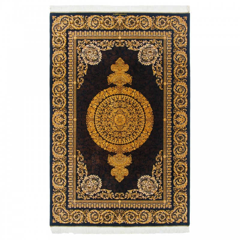 فرش دستباف طرح لچک ترنج تمام ابریشم قم 132 × 201 کد 10200430