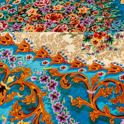 فرش دستباف طرح ترنج دار تمام ابریشم قم 134 × 200 کد 10200431