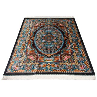 فرش دستباف طرح لچک ترنج تمام ابریشم قم 137 × 202 کد 10200433