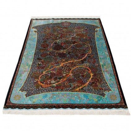 فرش دستباف طرح درختی تمام ابریشم قم 132 × 195 کد 10200434