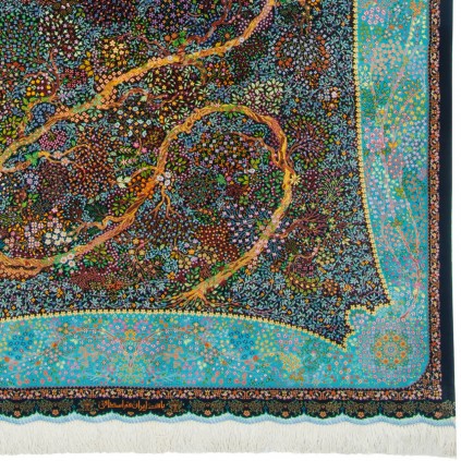 فرش دستباف طرح درختی تمام ابریشم قم 132 × 195 کد 10200434