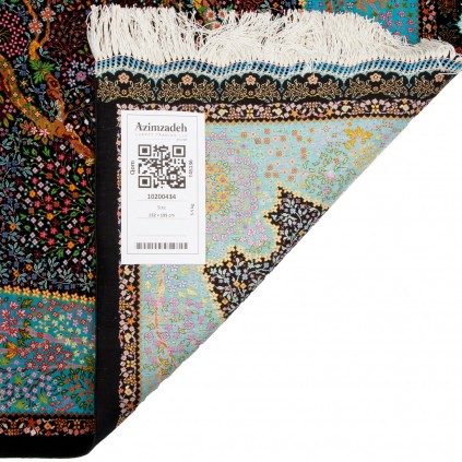 فرش دستباف طرح درختی تمام ابریشم قم 132 × 195 کد 10200434