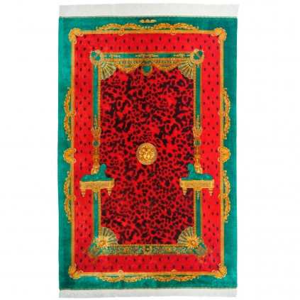 فرش دستباف طرح سراسر تمام ابریشم قم 135 × 204 کد 10200436